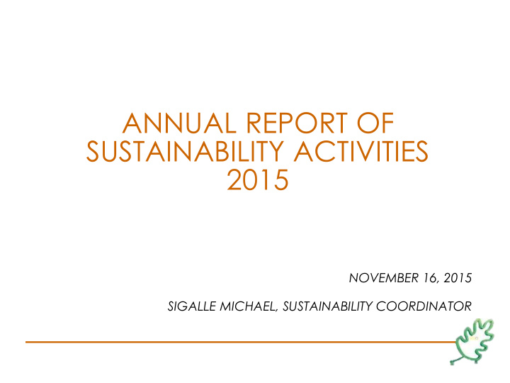 annual report of