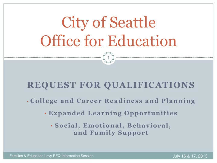 city of seattle office for education