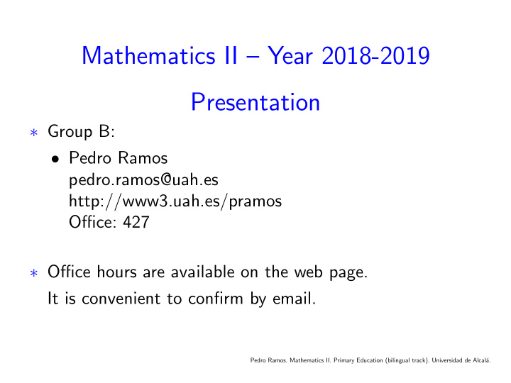 mathematics ii year 2018 2019 presentation