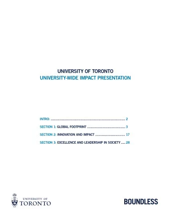 UNIVERSITY OF TORONTO  UNIVERSITY-WIDE IMPACT PRESENTATION  INTRO: