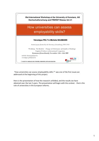 How universities can assess  employability skills?  V  ronique PELT &amp; Mich  ronique PELT