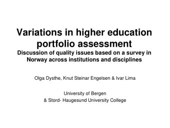 Variations in higher education  portfolio assessment  Discussion of quality issues based on a