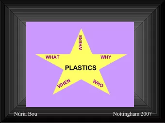 PLASTICS  N  WHO  E  H  W  Nria Bou  Nottingham 2007  WH  WHAT  WHY  PLASTICS  WHEN  WHO  Nria