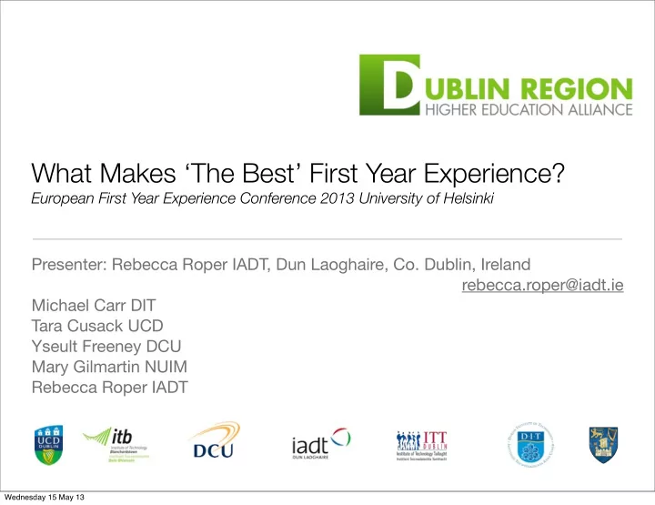 what makes the best first year experience