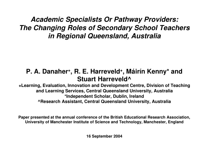academic specialists or pathway providers the changing