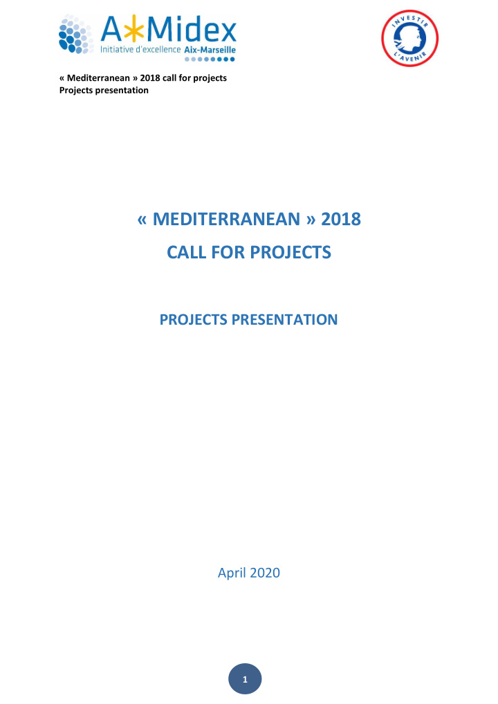 mediterranean 2018 call for projects