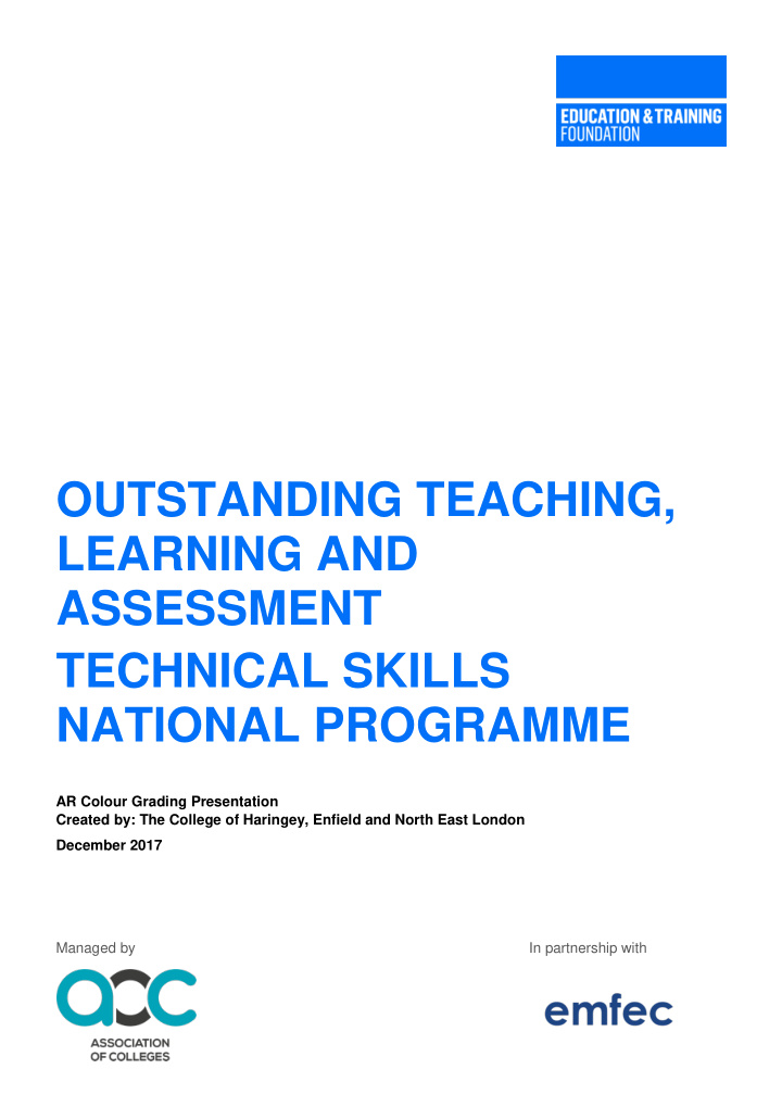 outstanding teaching learning and assessment technical