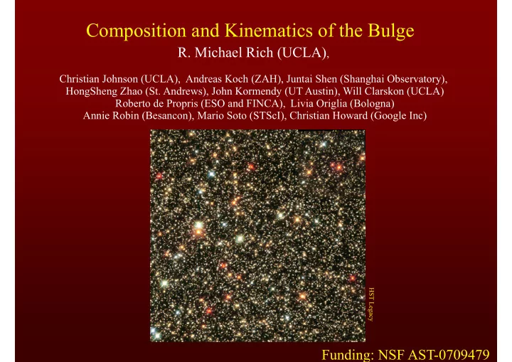 composition and kinematics of the bulge composition and