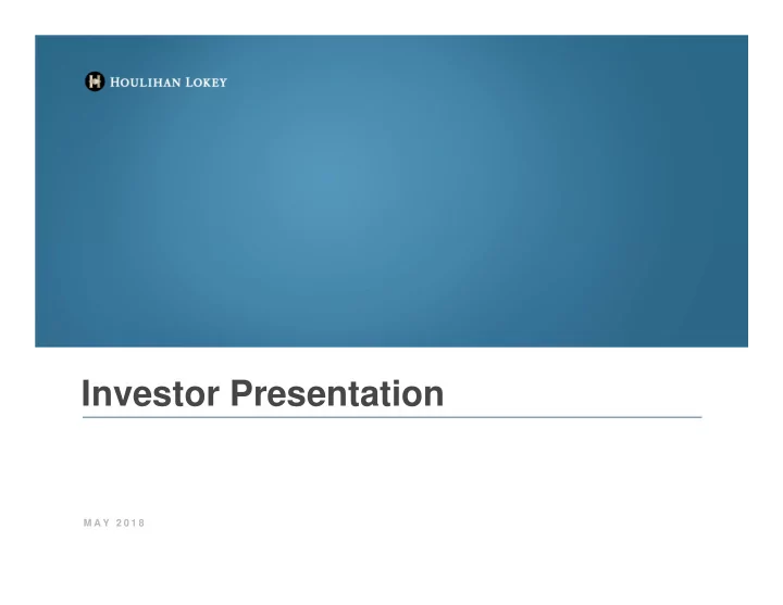 investor presentation