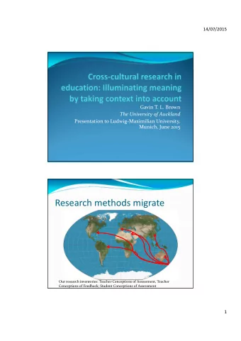 Research methods migrate Our research inventories: Teacher Conceptions of Assessment, Teacher