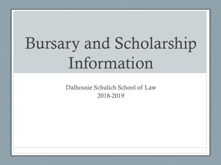 bursary and scholarship