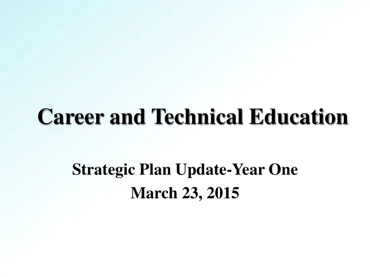 career and technical education