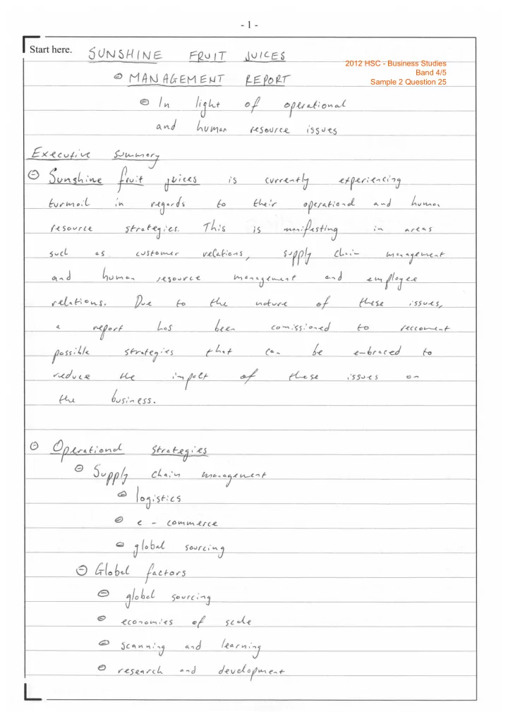 2012 hsc business studies band 4 5 sample 2 question 25