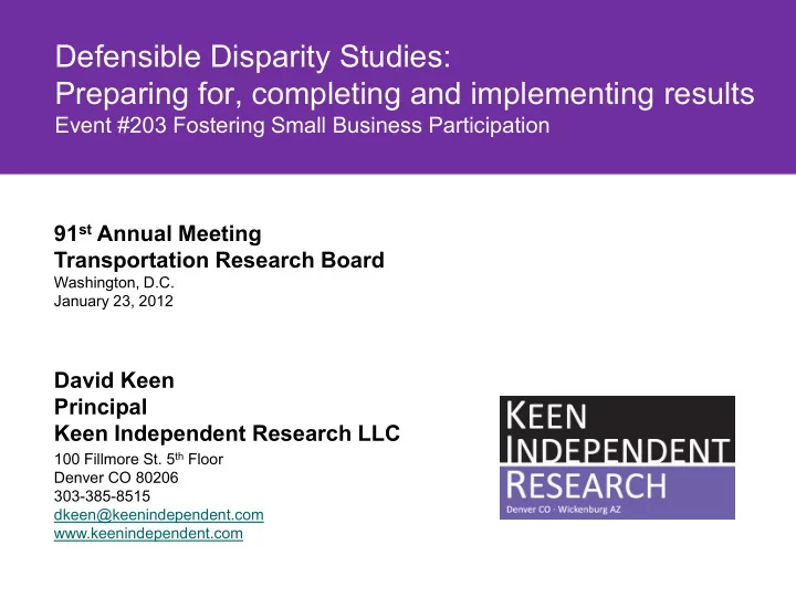 defensible disparity studies preparing for completing and