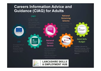 Careers Information Advice and  Guidance (CIAG) for Adults  National  DWP  Retraining  A