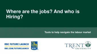 Where are the jobs? And who is  Hiring?  Tools to help navigate the labour market  Speaker