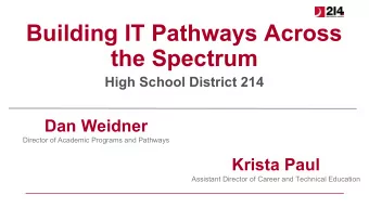 Building IT Pathways Across  the Spectrum  High School District 214  Dan Weidner  Director of