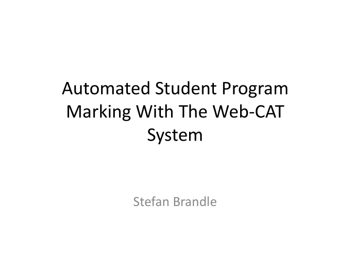 automated student program marking with the web cat system