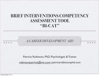 BRIEF INTERVENTIONS COMPETENCY  ASSESSMENT TOOL  BI-CAT  A CAREER DEVELOPMENT  AID  Patricia