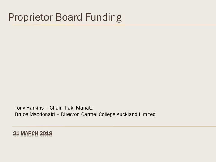 proprietor board funding