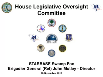 House Legislative Oversight  Committee  STARBASE Swamp Fox  Brigadier General (Ret) John Motley -