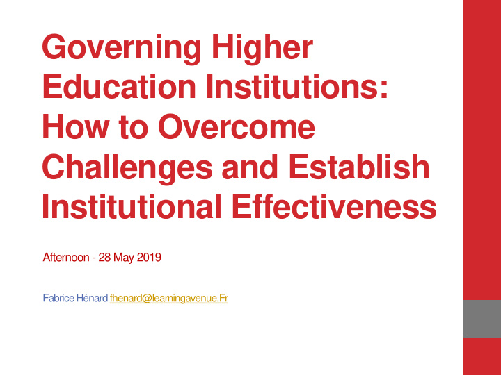 governing higher education institutions how to overcome