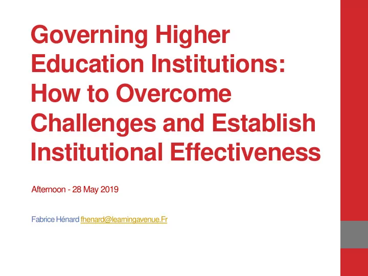 governing higher education institutions how to overcome