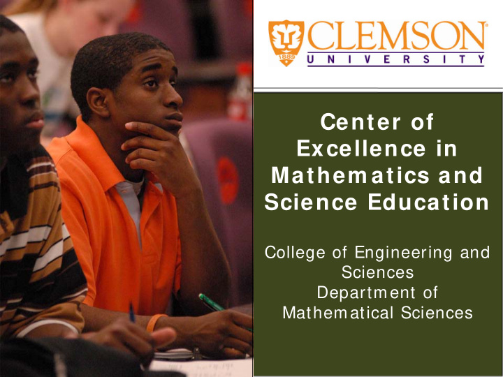 center of excellence in mathem atics and science education