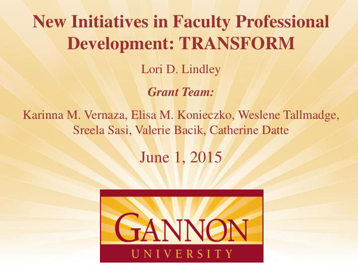 new initiatives in faculty professional