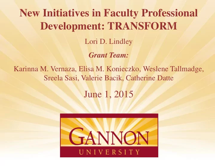 new initiatives in faculty professional