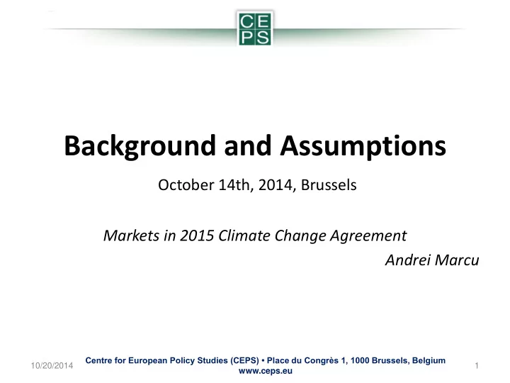 background and assumptions