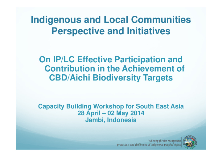 indigenous and local communities perspective and