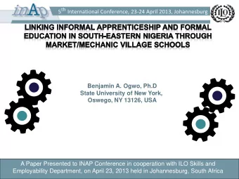 eastern Nigeria through Market &amp;  Mechanic Village School (MMVS)  Linking Informal