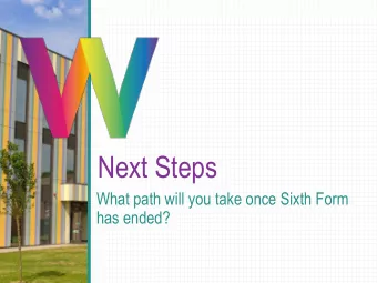 Next Steps  What path will you take once Sixth Form  has ended?  Presenting this evening.  Helen