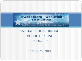 PUBLIC HEARING  2018-2019  APRIL 25, 2018  Thank You  School Board  Bob Ferrell  Kevin Heffernan