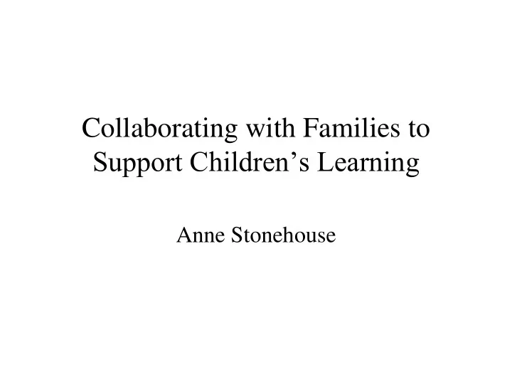 collaborating with families to