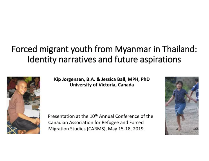 forced migrant youth fr from myanmar in thailand