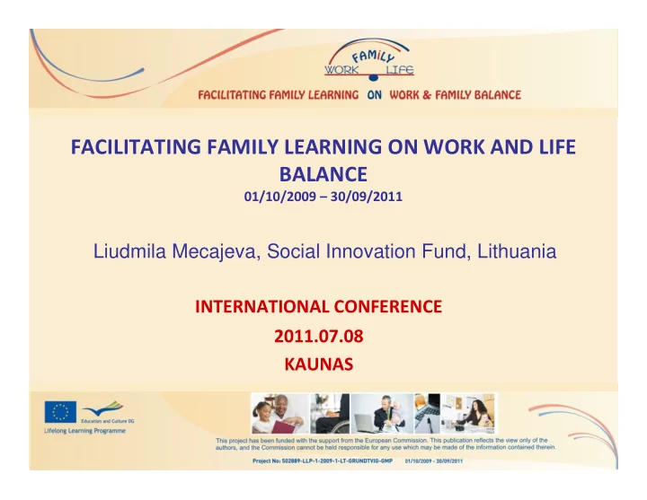 facilitating family learning on work and life balance