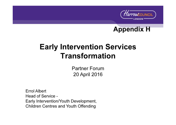 early intervention services transformation
