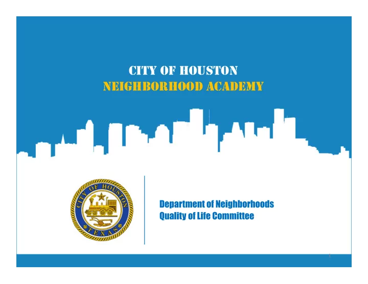 city of houston neighborhood academy