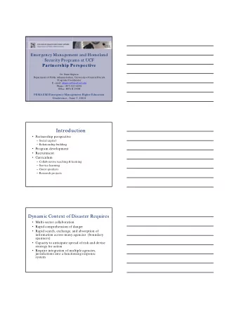 Introduction  Partnership perspective  Social capital  Relationship building  Program