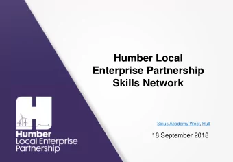 Humber Local  Enterprise Partnership  Skills Network  Sirius Academy West, Hull  18 September 2018