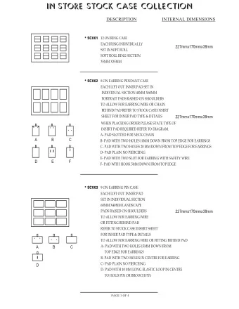 in store stock case cOLLECTION  Description  Internal dimensions * SC001 12 on ring case  each ring