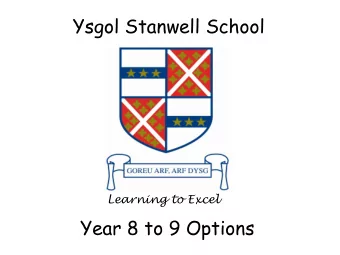 Ysgol Stanwell School  Learning to Excel  Year 8 to 9 Options  Year 9 Curriculum  Compulsory