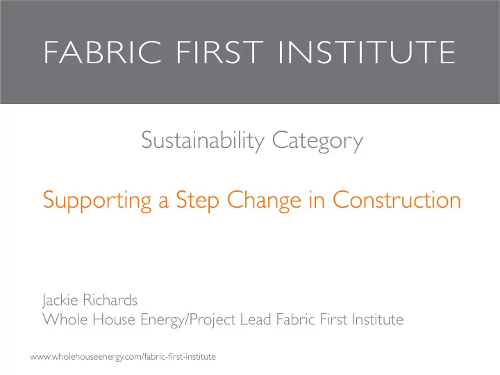 sustainability category supporting a step change in