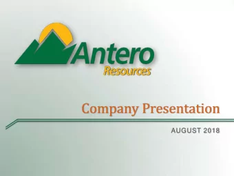Company Presentation  AUGUST 2018  Cautionary Statement  This presentation includes