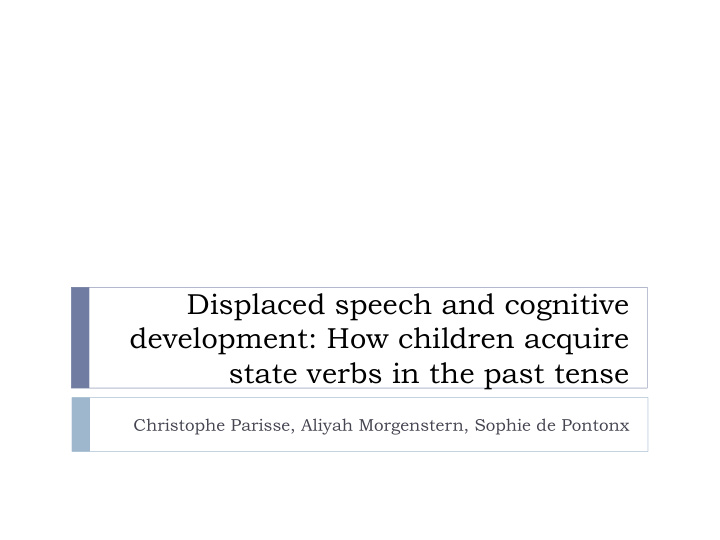 displaced speech and cognitive development how children