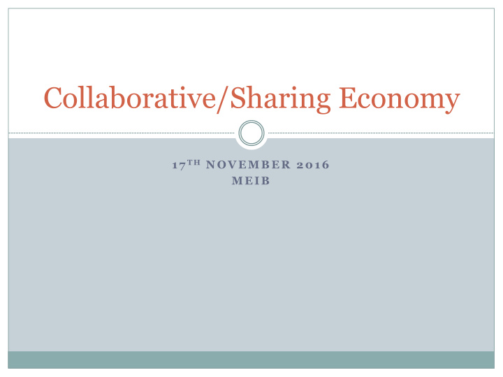 collaborative sharing economy