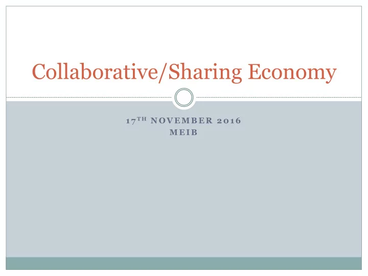 collaborative sharing economy