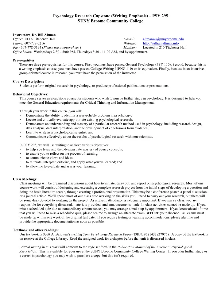 psychology research capstone writing emphasis psy 295